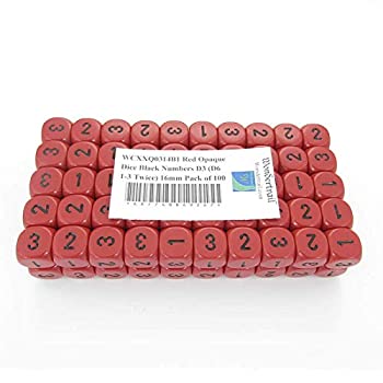 【中古】【輸入品・未使用】レッド不透明ダイス ブラックナンバーD3（D6～3回目）16mm（5/8インチ）100個パック Wondertrail｜スカイマーケットプラス
