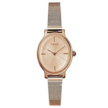【中古】【インポート品・未当て嵌める】Timex レディース ミラノ オーバル ご覧なさる - サクラ色ゴールド