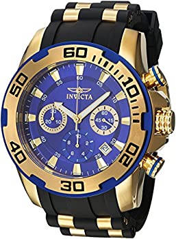 【中古】【インポート品・未当て嵌める】Invicta Men \u0026apos;s Pro Diverゴールド調ポリウレタンバンドスチールケースクオーツブルーダイヤルアナログWatch 22313