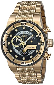 【中古】【インポート品・未当てはめる】Invicta 25282メンズs1ラリーブラックカーボンファイバーダイヤルイエローゴールドスチールブレスレットクロノグラフウォッチ