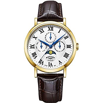 【中古】【インポート品・未当て嵌める】Rotary メンズ ウィンザー家 お月さま位相角 レザーストラップ GS05328/01
