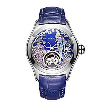 【中古】【インポート品・未当て嵌める】Reef Tiger RGA7105 青色文字盤 ラグジュアリーファッションウォッチ レディース スチール写真 雨合羽 アナログウォッチ ZRGA7105-YLL