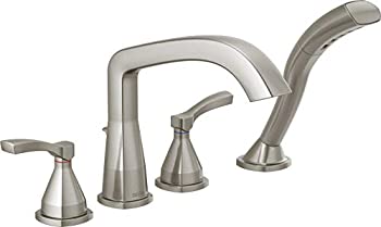 【中古】【輸入品・未使用】Delta Faucet T4776-SS 4穴 ローマン タブトリム デッキマウント 切替弁付き ステンレス