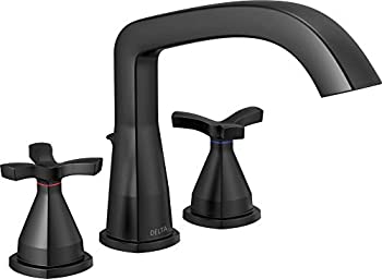 【中古】【輸入品・未使用】Delta Faucet T27766-BL 3穴ローマンタブトリム デッキマウント ダイバーターなし マットブラック