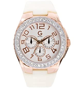 【中古】【インポート品・未当て嵌める】G By Guess Womens多役立つことCrystal AccentedローズゴールドステンレススチールCase Watch g99011l1