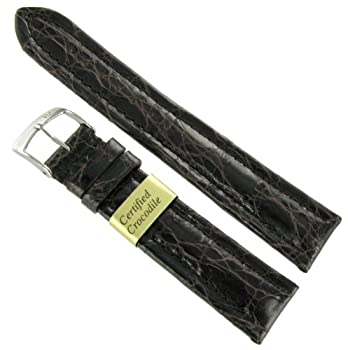 【中古】【輸入品・未使用】22?mm Morellato純正認定クロコダイルダークブラウンHeavy Padded Stitched時計バンドRegular -992