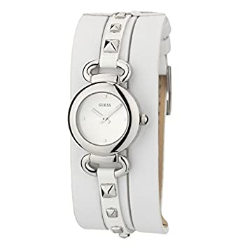 【中古】【インポート品・未当て嵌める】Guess W0160L1 Ladies Watch White Leather Band Stud Detail
