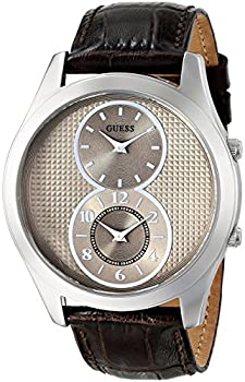 【中古】【輸入品・未使用】GUESS メンズ ミンクブラウンクロノグラフウォッチのダイヤル、ローズゴールドトーンケース＆レザーストラップ