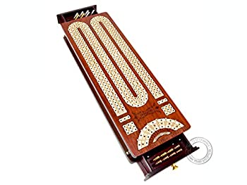 【中古】【輸入品・未使用】House of Cribbage 連続カーブデザイン クリベッジボード / ブラッドウッドの箱 / カエデ スコアマーキングフィールド付き スカンク コーナー &