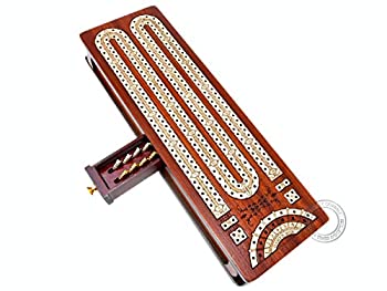 【中古】【輸入品・未使用】家のCribbage???連続Cribbage Board /ボックスInlaid in Bloodwood / Maple???2トラック???スライド蓋withスコアSkunksのマーキングフィールド、