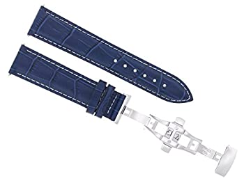 【中古】【インポート品・未当てはめる】22?粍なめし革時辰儀ストラップバンドDeployment Clasp for Tissot Seastar 1000青碧WS 3b