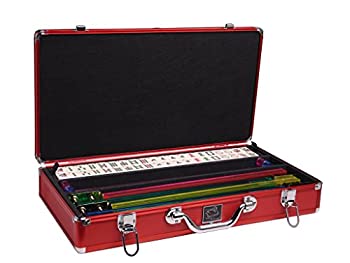 【中古】【輸入品・未使用】White Swan Mah Jongg Set - Ivory Tiles - Classic Pusher Arms - Aluminum Case - Red|スカイマーケットプラス