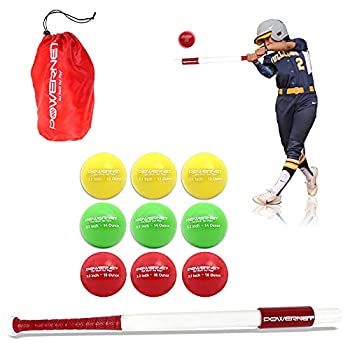【中古】【輸入品・未使用】PowerNet スウィートスポットトレーニングバット+ソフトボール3.2インチプログレッシブウェイトボール9個セット フォロースルーとフォームに集中