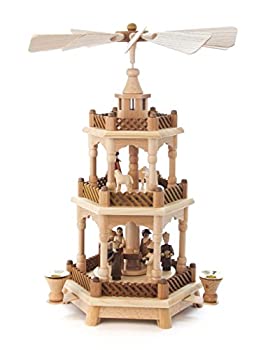 【中古】【インポート品・未当てはめる】本物のドイツエルツゲビルジェハンドクラフト 3段金字塔 神のことば生まれ落ちる一こま 生まれながら木 - 42糎 / 16.5in - ドレジェノ・セイフェン
