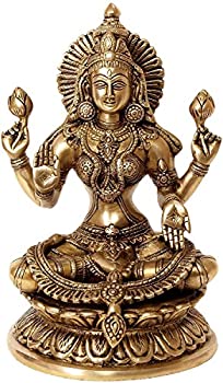 【中古】【輸入品・未使用】エーワンインドLarge 9?%ﾀﾞﾌﾞﾙｸｫｰﾃ% Laxmi Statue Goddess真鍮Lakshmi Hindu Idol ReligiousメタルギフトホームDecor +現金封筒(10個パック)
