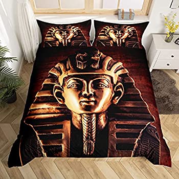 【中古】【輸入品・未使用】Pharaoh 大人用 寝具セット キングサイズ ファラオプリント 掛け布団カバー マイクロファイバー 3D 古代エジプト部族パターン 装飾 掛け布団カバ|スカイマーケットプラス