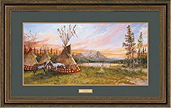 【中古】【輸入品・未使用】イブニングFire???インディアン村Framed Limited Edition印刷by Valeria Yost|スカイマーケットプラス