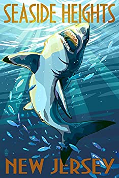 【中古】【輸入品・未使用】Seaside Heights、新しいジャージー???Stylized shark 36 x 54 Giclee Print LANT-44511-36x54