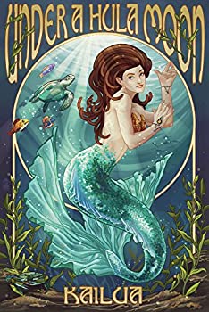 【中古】【輸入品・未使用】Kailua、ハワイ???Under A Hula Moon???マーメイド 36 x 54 Giclee Print LANT-44148-36x54｜スカイマーケットプラス