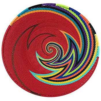【中古】【輸入品・未使用】Bridge for Africa Fair Trade Zulu 電話ワイヤー 12インチ 大皿バスケット レッドレインボー