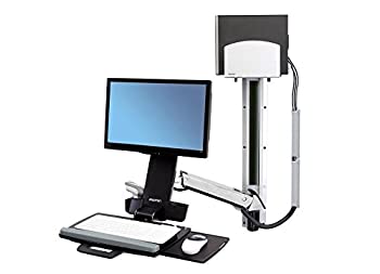 【中古】【インポート品・未当て嵌める】Ergotron 45-271-026 StyleView シットスタンドコンボシステム ミディアムシルバー中央処理装置保持者付き添い人 - マウント一揃いの道具(蝶つがい式手、ウォールト