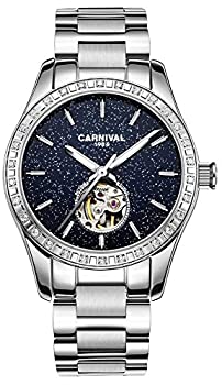 【中古】【輸入品・未使用】(Carnival)自動巻き 機械式 レディース 夜光針付き 防水 スケルトン 腕時計 星空 (銀色)|スカイマーケットプラス