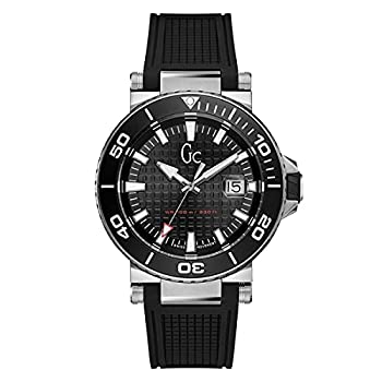 【中古】【輸入品・未使用】GC Men's 44mm Black Rubber Band Steel Case Quartz Analog Watch Y36002G2