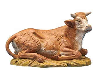 【中古】【インポート品・未当て嵌める】Fontanini by Roman Seated Ox Nativity Figurine%ｶﾝﾏ% 13糎