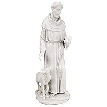 【中古】【輸入品・未使用】Design Toscano QS276335 アッシジのフランチェスコ 動物の守護聖人 大理石樹脂像 11.5インチ ホワイト