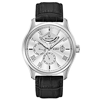 【中古】【インポート品・未当て嵌める】Bulova Classic96C141メンズブラックレザーバンドウィルトンシルバートーンダイヤルオートマティックウォッチ