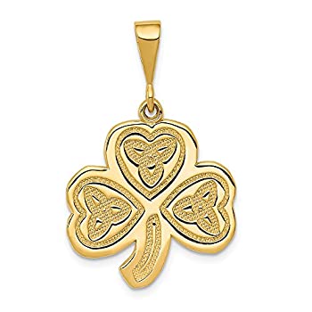 【中古】【輸入品・未使用】Black Bow Jewelry 14Kイエローゴールド トリニティクローバーペンダント 20mm (3/4インチ)