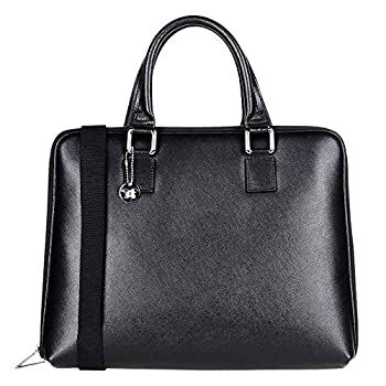 【中古】【インポート品・未当て嵌める】Laura Di Maggio イタリア製ブラックレザーノートパソコンブリーフケース