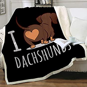 【中古】【インポート品・未当てはめる】Sleepwish ダックスフントほれ込む家 シェルパ毛布 愛くるしげダックスフント アニマルフリース リヴァーシブル 毛布 ウィーナー ソーセ