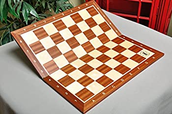 【中古】【輸入品・未使用】Folding Mahogany and Maple Wooden Chess Board - 2.25%ﾀﾞﾌﾞﾙｸｫｰﾃ% With Notation & Logo