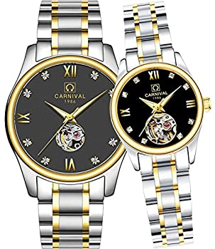 【中古】【輸入品・未使用】WhatsWatch CARNIVAL 彼または彼女用 自動巻き 機械式 カップルウォッチ 男女兼用 ギフト 2個セット