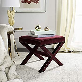 【中古】【輸入品・未使用】Safavieh Mercer Collection Palmer Velvet Ottoman%ｶﾝﾏ% Red 141［並行輸入］