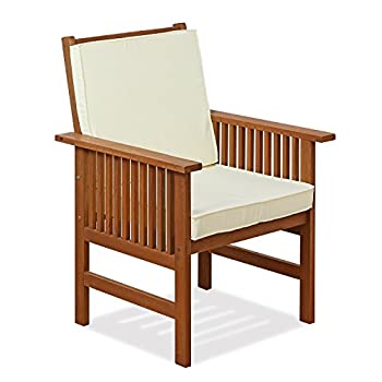 【中古】【インポート品・未当てはめる】Furinno FG17318 Tioman Outdoor Hardwood Patio Furniture Mediterranean Armchair with Cushion%ｶﾝﾏ% 1 Arm Chair%ｶﾝﾏ% Natural 141［並行輸入