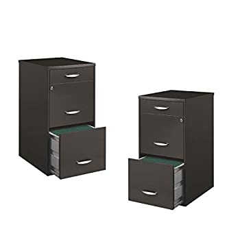 【中古】【輸入品・未使用】（2個セット）3段引き出しファイルキャビネット チャコール色