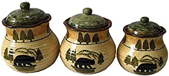 【中古】【インポート品・未当て嵌める】HiEnd Accents 飾り気のないな熊 キッチンキャニスター3点書き割り 高さ6.5in x 奥ふかさ6in 高さ7in x 奥ふかさ6.75in 高さ8.5in x 奥