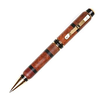 【中古】【インポート品・未当て嵌める】シガーツイストペン - 24カラットゴールド - アンボイナバール 赤いこと\u0026赤銅色 マリー インレイ付き添い人