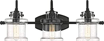 【中古】【インポート品・未当て嵌める】Quoizel DNY8603EK ダン木ノ実 澄み切った シード水飲み かざり付ける台 壁照明装置 3ともし火 300ワット 地びた黒いこと 高さ10in x 幅24in