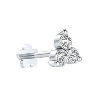 【中古】【輸入品・未使用】Animas Jewels DGLA認定 14Kホワイトゴールド スタッドノーズピン 女性用 0.06カラット 天然ダイヤモンド (G-Hカラー) SI-Iクラリティ) ラウンド｜スカイマーケットプラス