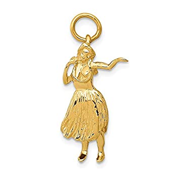 【中古】【インポート品・未当てはめる】Black Bow Jewelry 14K黄色ゴールド 3Dフラダンサーペンダント