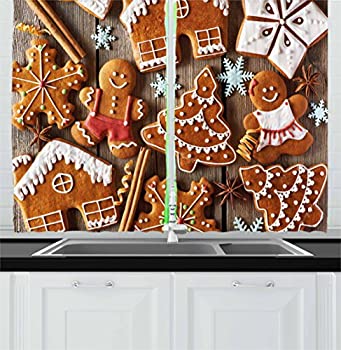 【中古】【輸入品・未使用】Gingerbread Manカーテンby Ambesonne見Tasty、従来Cookie Little Snowflakesシナモン、リビングルームベッドルームウィンドウドレープ2パネルセ 17,007円