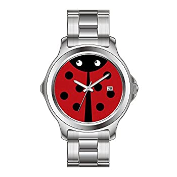 【中古】【インポート品・未当てはめる】FDC クリスマスギフトウォッチ メンズ 流行り物 日本製石英 逢い引き ステンレス鋼スチール写真 ブレスレットウォッチ 黒いこと\u0026赤いこと てんとう虫
