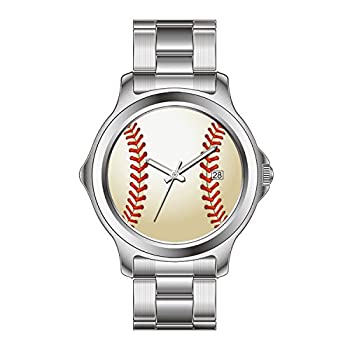 【中古】【インポート品・未当て嵌める】FDCクリスマス差し上げ物Watchesメンズ流行り物Japanese Quartz Dateステンレススチールブレスレットウォッチベイスボール