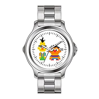 【中古】【インポート品・未当て嵌める】FDCクリスマス差し上げ物Watchesメンズ流行り物Japanese Quartz DateステンレススチールブレスレットウォッチBert and Ernie画素作物