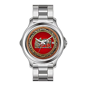 【中古】【インポート品・未当て嵌める】FDCクリスマス差し上げ物Watchesメンズ流行り物Japanese Quartz DateステンレススチールブレスレットウオッチTreasure Trove the Eye of Horus Wri