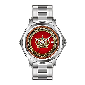 【中古】【輸入品・未使用】FDCクリスマスギフトWatchesメンズファッションJapanese Quartz Dateステンレススチールブレスレット腕時計prince-princess king-queenクラウン[｜スカイマーケットプラス