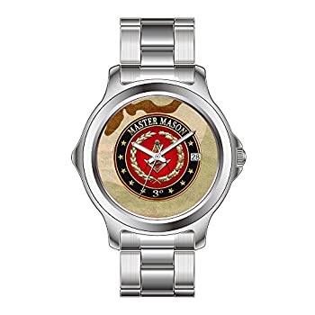 【中古】【インポート品・未当て嵌める】FDCクリスマス差し上げ物Watchesメンズ流行り物Japanese Quartz Dateステンレススチールブレスレットウオッチ御師匠さんMason、3rd Degree [ Special
